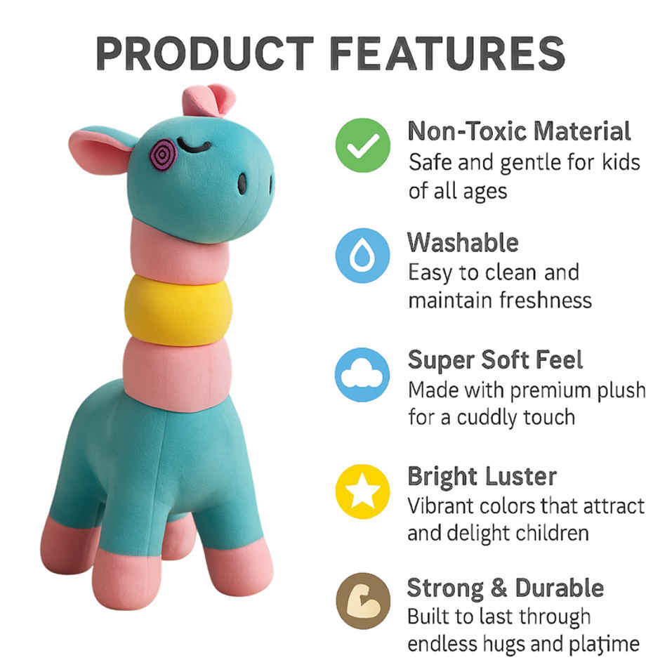 Fablue Adorable Giraffe Soft Toy For Kids - Lightweight And Multifiber Plush Toy