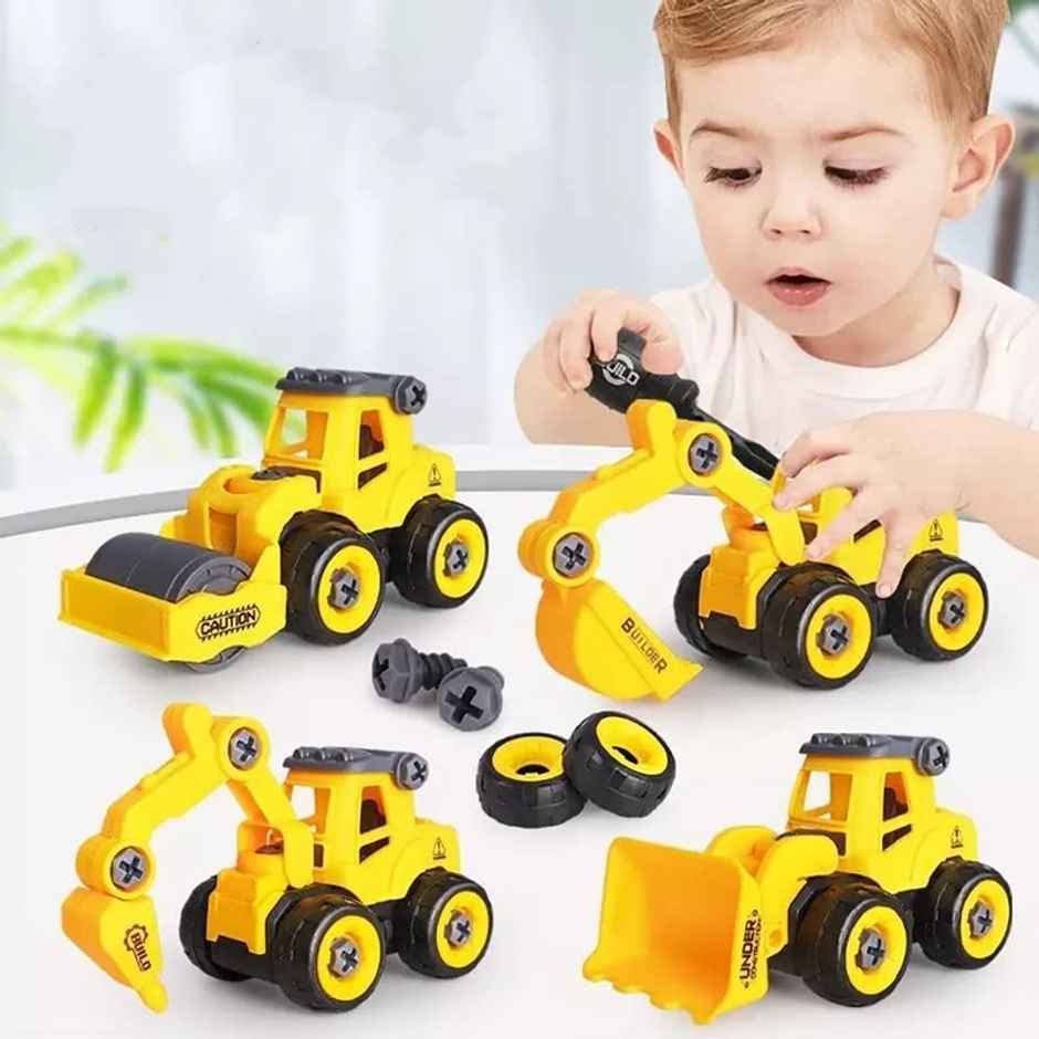 Fablue Construction Vehicles Trucks Toy for Kids - 4 Pcs Truck Cars for Kids
