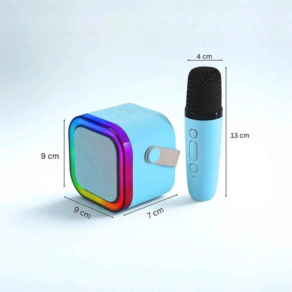 Fablue Mini Karaoke Speaker with Mic Wireless Portable Bluetooth Speaker For Kids Blue Color