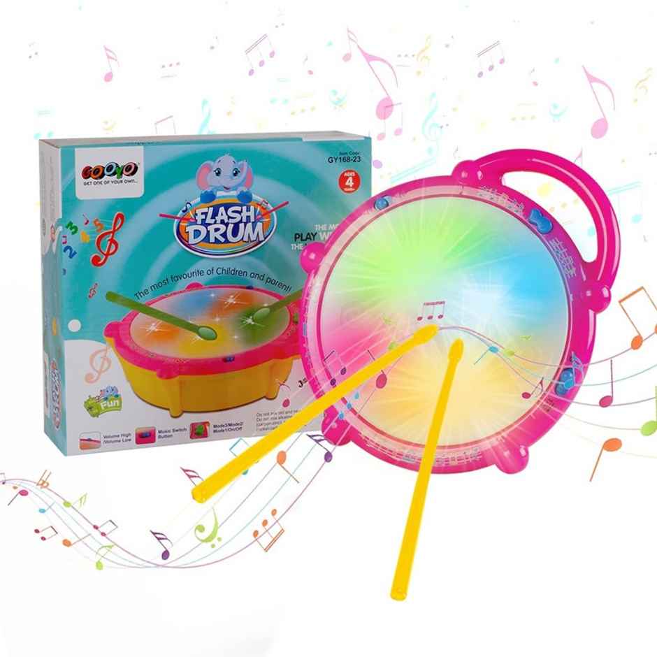 Fablue 3D Flash Drum Toy For Kids With Flash Light And Music Effects - Musical Instrument Toy