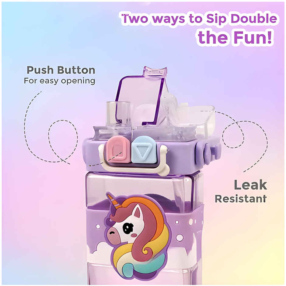 DesignLand Double Mouthed Unicorn Water Bottle | Purple