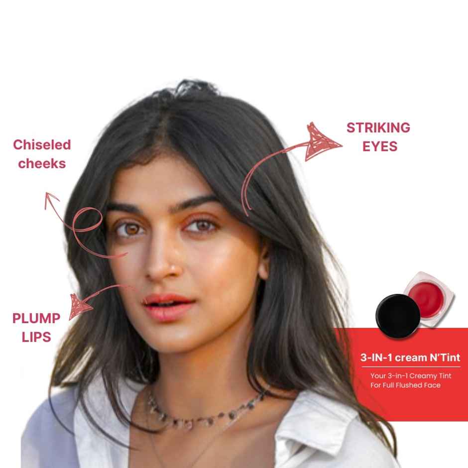 Rhe Cosmetics Lip & Cheek Tint With Vitamin E & Jajoba Oil For Eyelids & Cheek - Brown Elegance