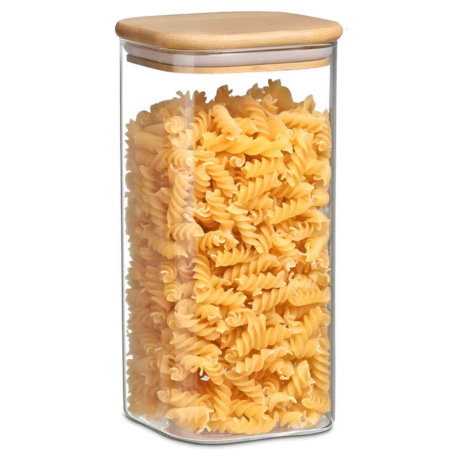 Allo Glass Jar With Wooden Lid | Square | 600 ml