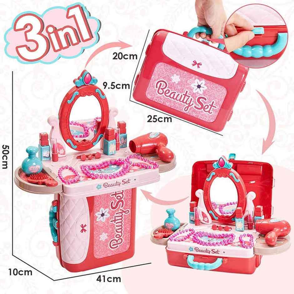 Fablue Portable Beauty Makeup Set for Kids | Convertible Suitcase Fashion Set With Accessories