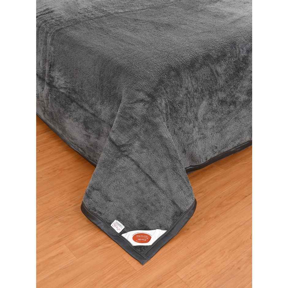 Florida Flannel Blanket for All Season Warm and Super Soft for Double Bed 300 GSM Charcoal