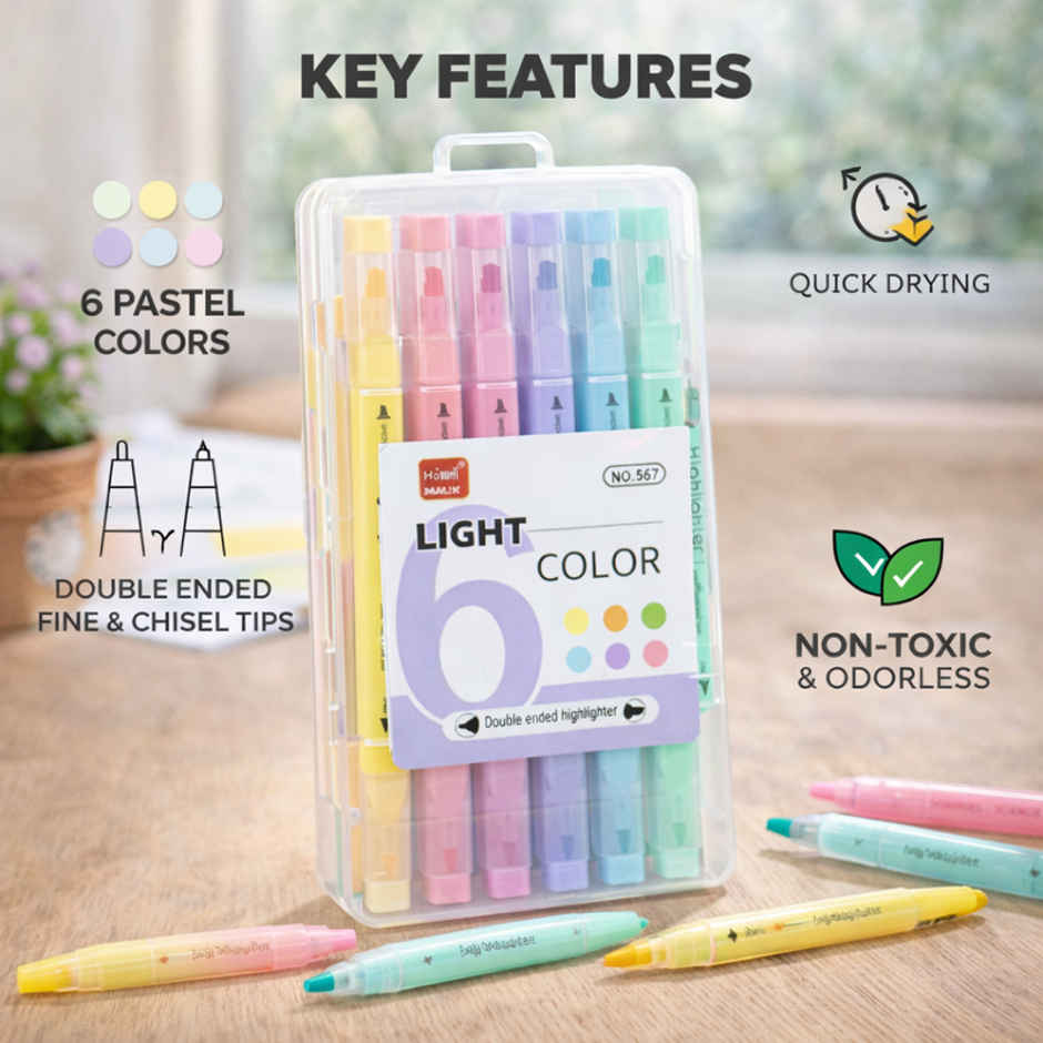 Fablue 6 Color Dual Ended Highlighter