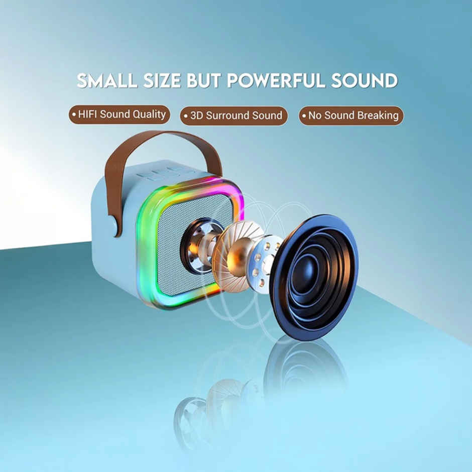 Fablue Mini Karaoke Speaker with Mic Wireless Portable Bluetooth Speaker For Kids | Blue