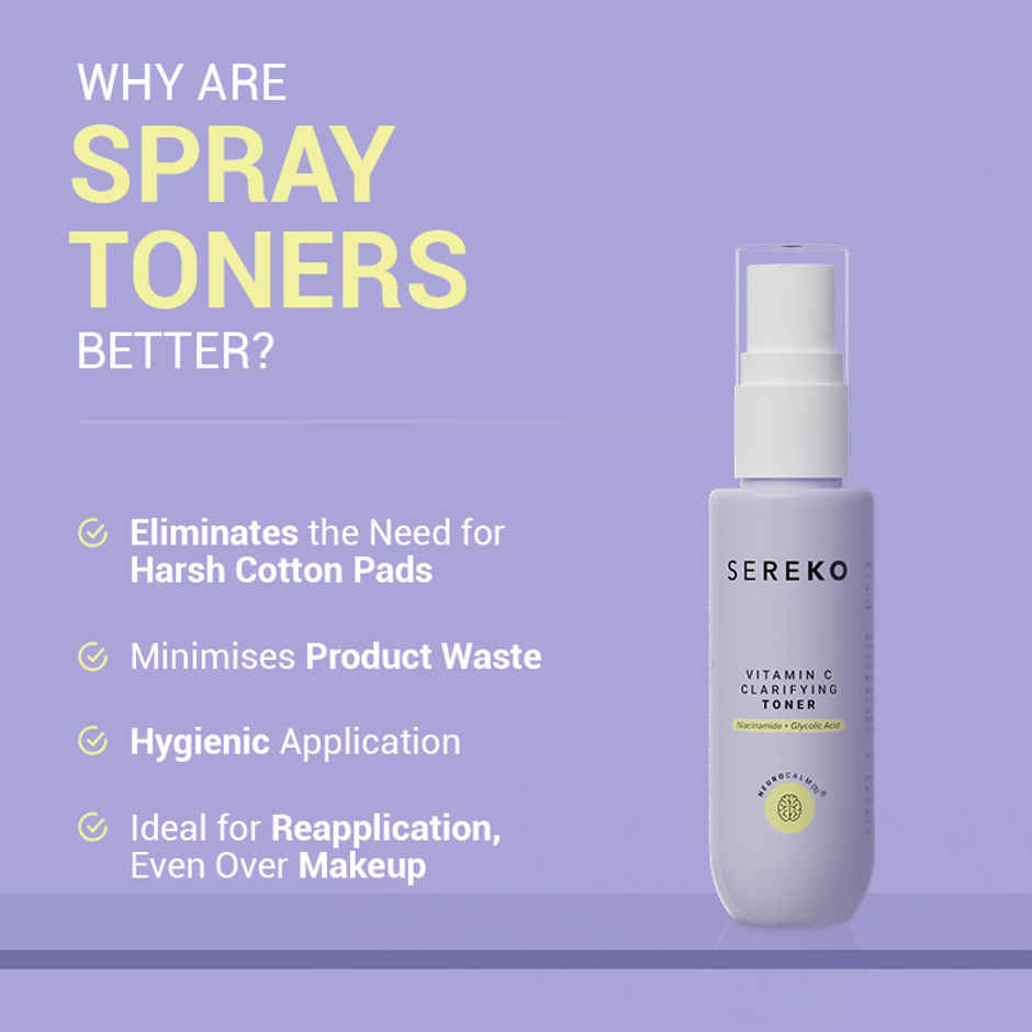 SEREKO Vitamin C Brightening Face Toner with Niacinamide, Glycolic Acid and Fruit Extracts | Works on Acne and Tightening Pores
