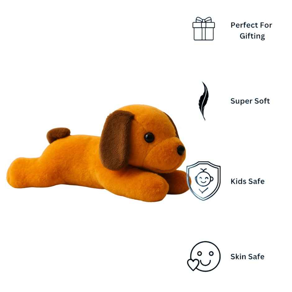 Fablue Dog Cute Plush Soft Toys For Kids Birthday Gift | Brown - 26 cm