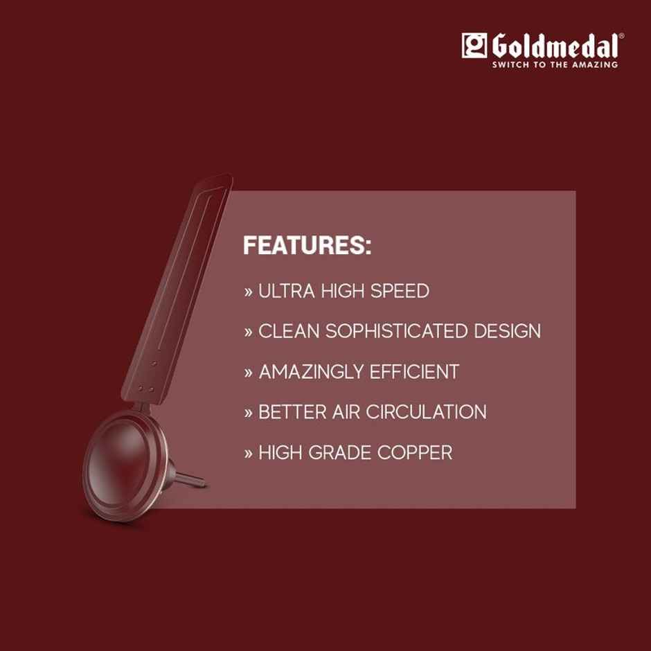 Goldmedal Vayu 400 Economy Ceiling Fan, 1200mm, Ultra High Speed, BEE Star Rated, Efficient, Brown