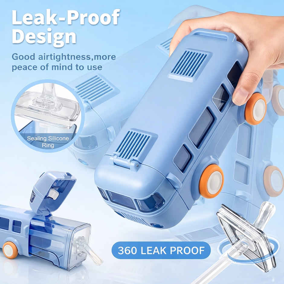 DesignLand School Bus Pink Sipper Water Bottle | Blue | 500 ml