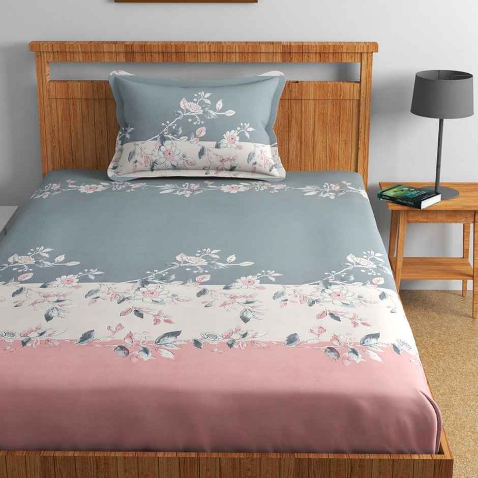 Florida Elastic Fitted Double Cotton Floral Bedsheet | With Pillow Covers | Multicolour
