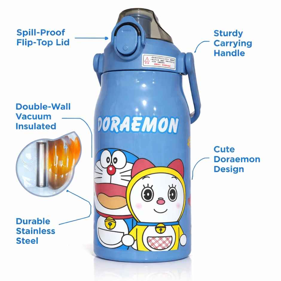 DesignLand Doraemon BPA - Free Plastic Water Bottle | Blue | 600 ml