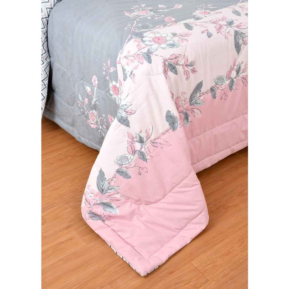 Florida King-Size Printed AC Comforter With 1 Bedsheet & 2 Pillow Cover Set - Pink