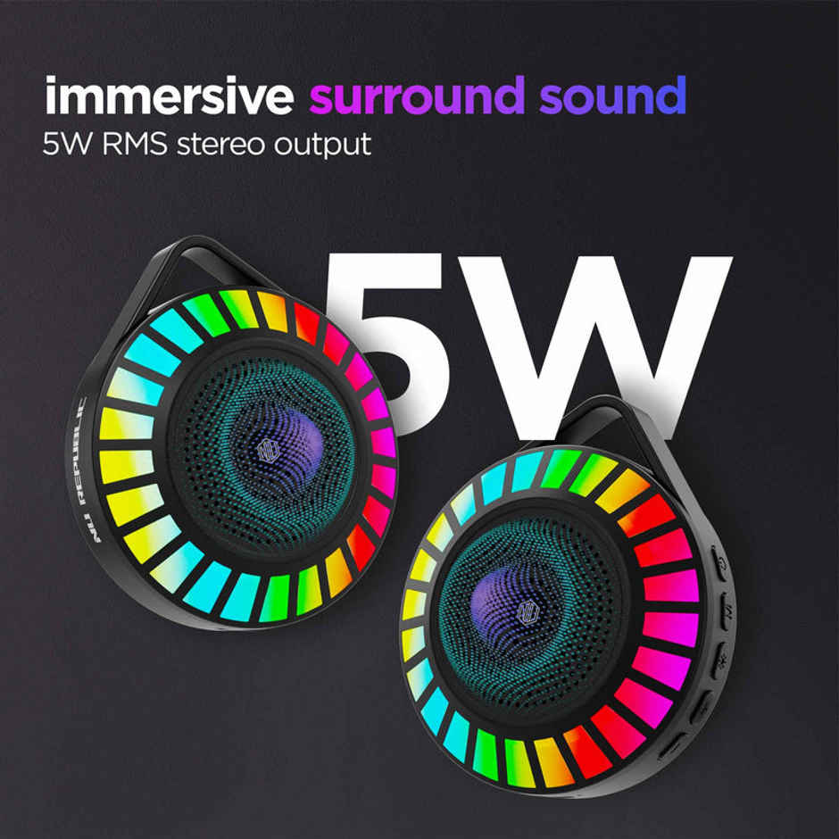 Nu Republic Sonicpop 50 With 14 Hrs Playtime, RGB Led Lights, 5W Output Bluetooth Wireless Speaker (Black)