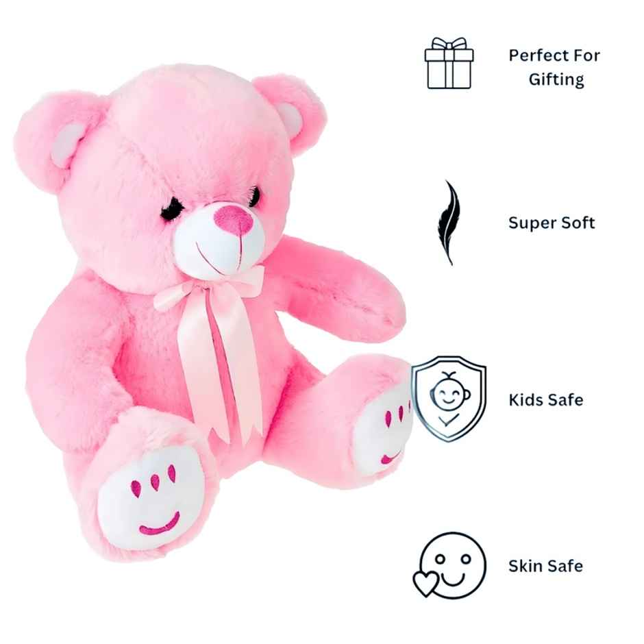 Fablue Teddy Bear Plush Soft Toy Animal for Kids | Pink | 33 cm