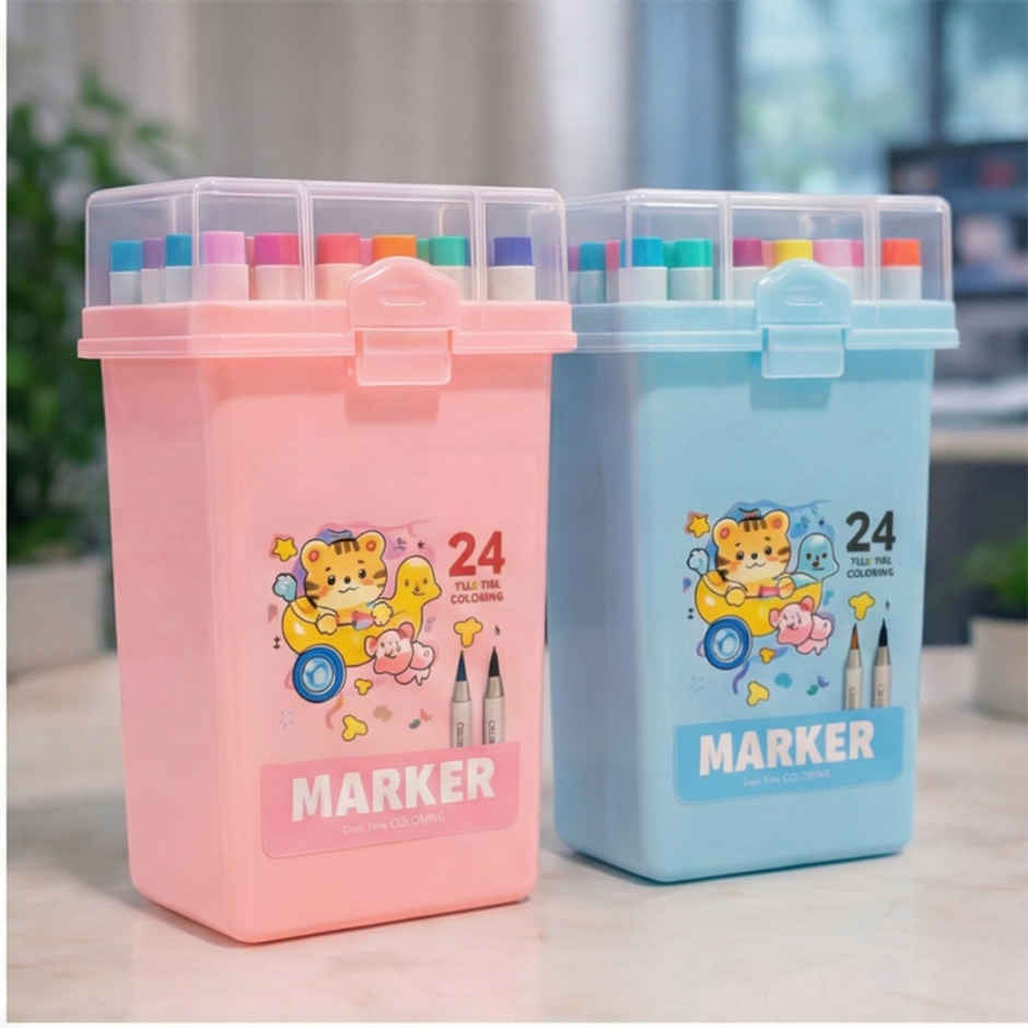 Fablue Twin Coloring Marker | 1 Pack 24 Pcs | Pink