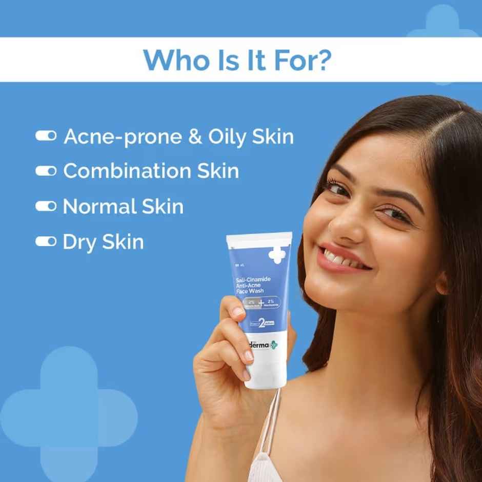 The Derma Co Sali-Cinamide Anti-Acne Face Wash with 2% Salicylic Acid & 2% Niacinamide
