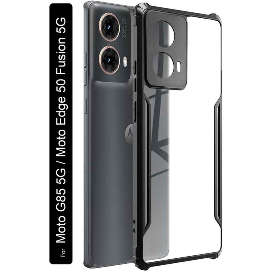 Kwine Case Motorola Moto G85 / Edge 50 Fusion Back Cover - Black Bordered Transparent Case