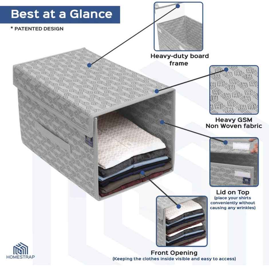 Homestrap Shirt Stacker With Lid - Grey