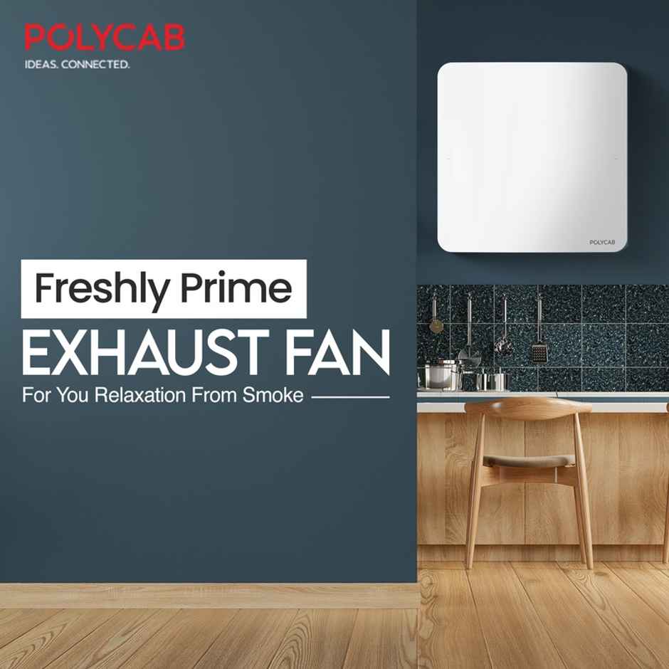 Polycab Freshly Prime Exhaust Fan, 150mm, 100% Copper, Noiseless Ventilation,High Speed, White