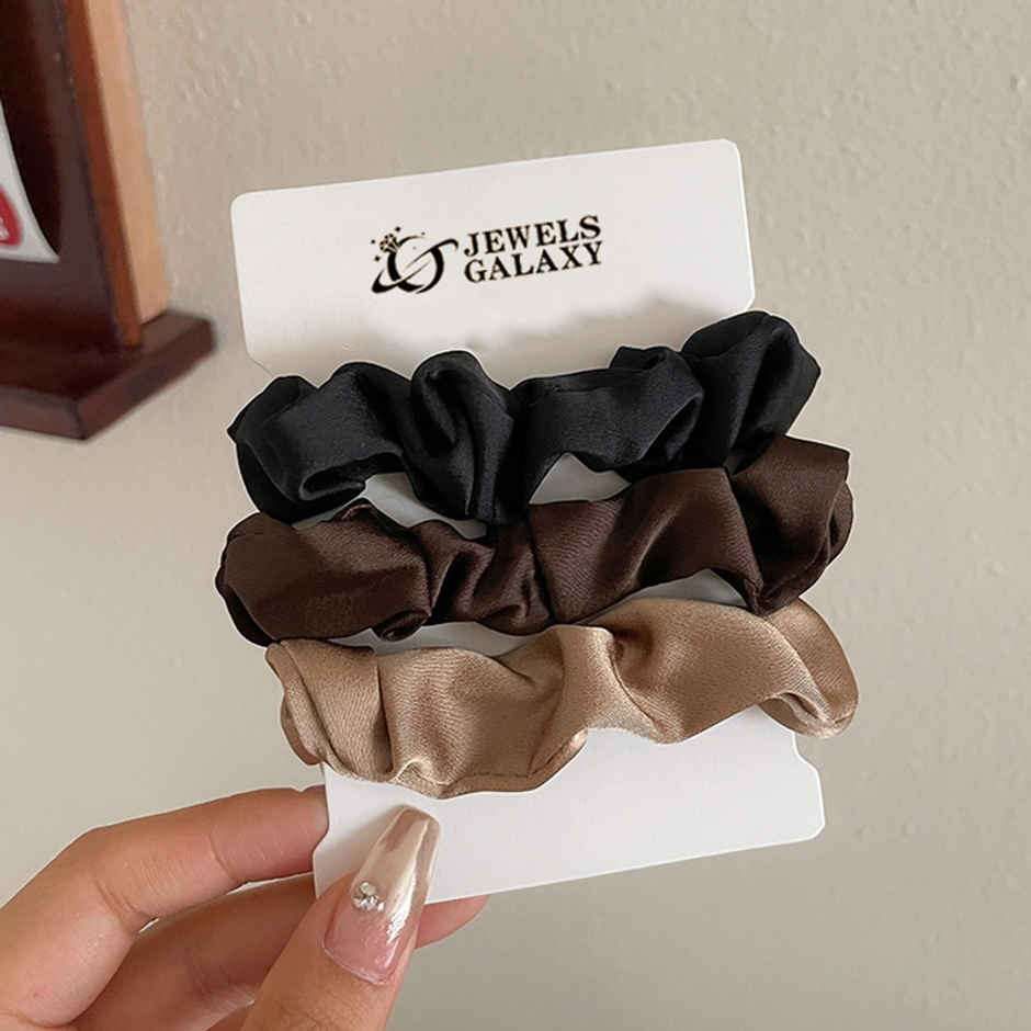 Jewels Galaxy Multicolor Regular-Use Satin Scrunchies