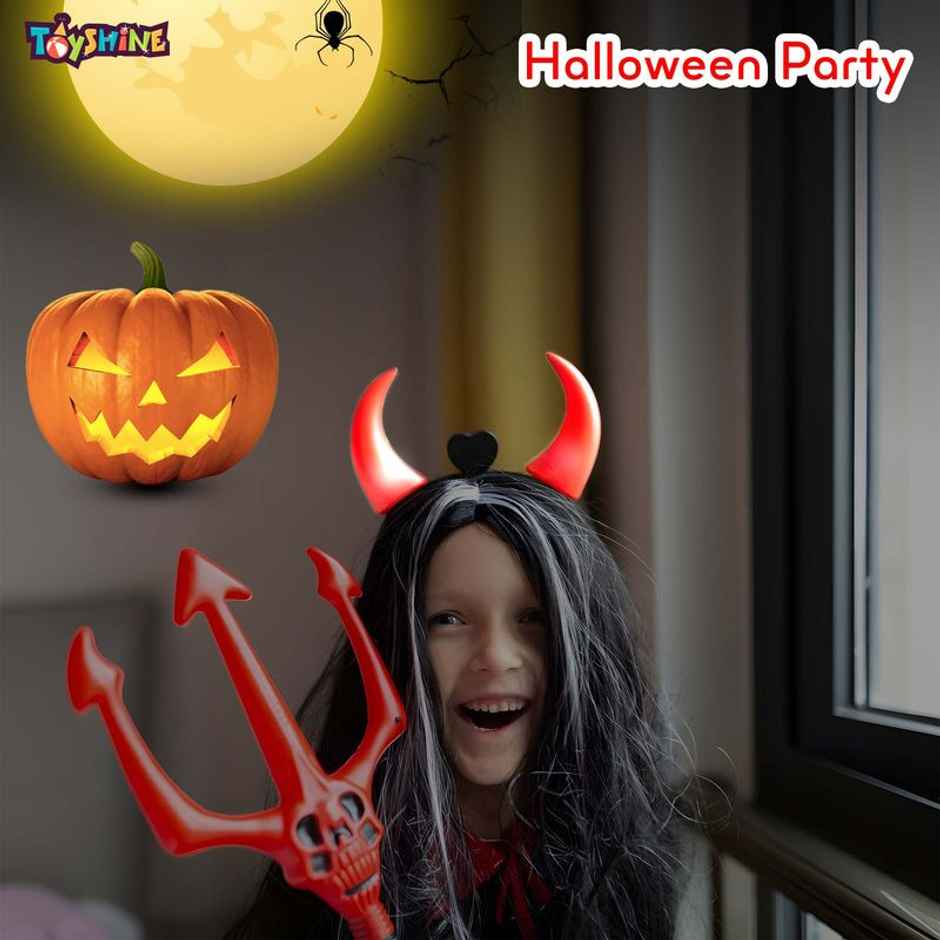 Toyshine Led Devil Horn Headband Light Up Devil Horns Hair Band Head Boppers For Halloween Costume