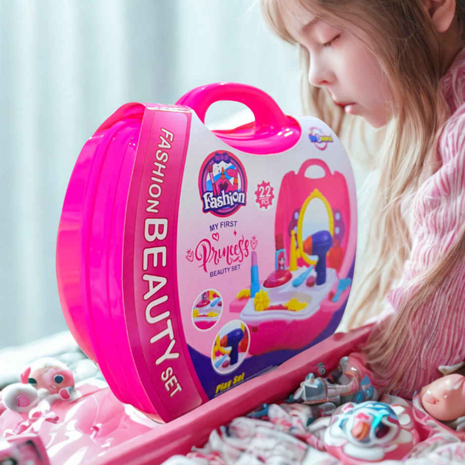 Fablue Fashion Pretend Play Makeup Kit For Kids - Princess Beauty Cosmetic Toy Set