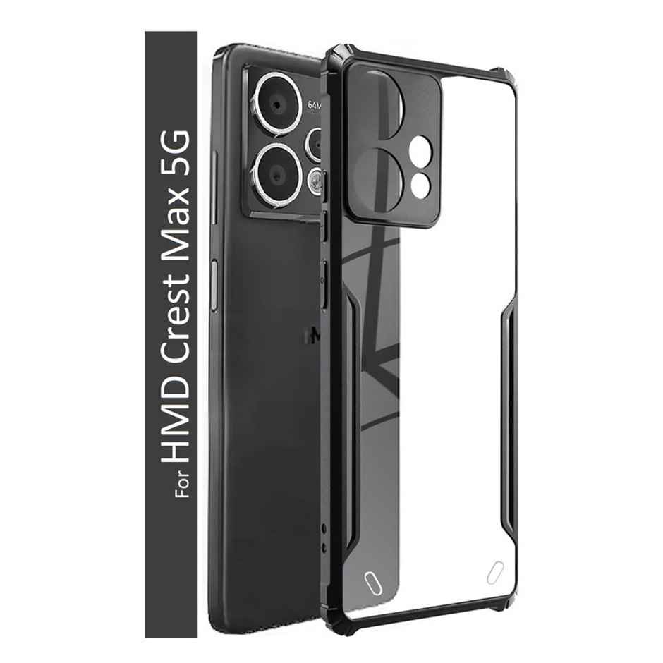 Kwine Case Hmd Crest Max 5G Back Cover - Black Bordered Transparent Case