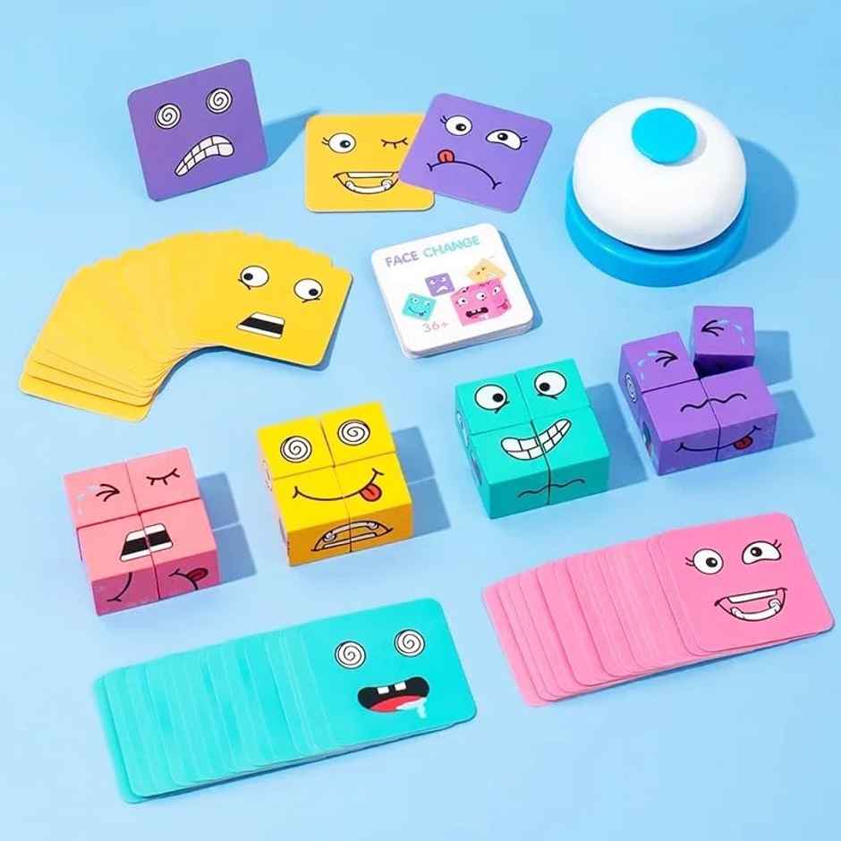 Fablue Face Changing Cube Building Blocks Puzzle Toy - Educational Board Game Toy For Kids