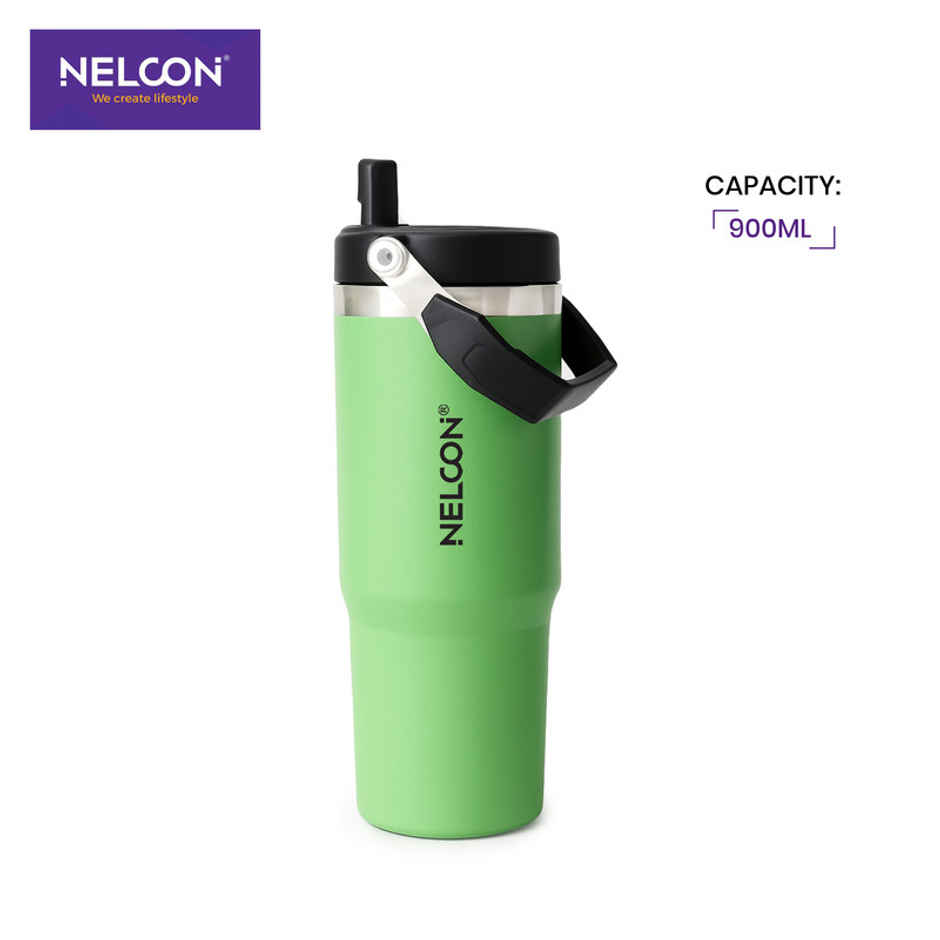 Nelcon Travel Mate Insulated Tumbler | Double Wall Stainless Steel Flask | Pastel Green | 900 ml