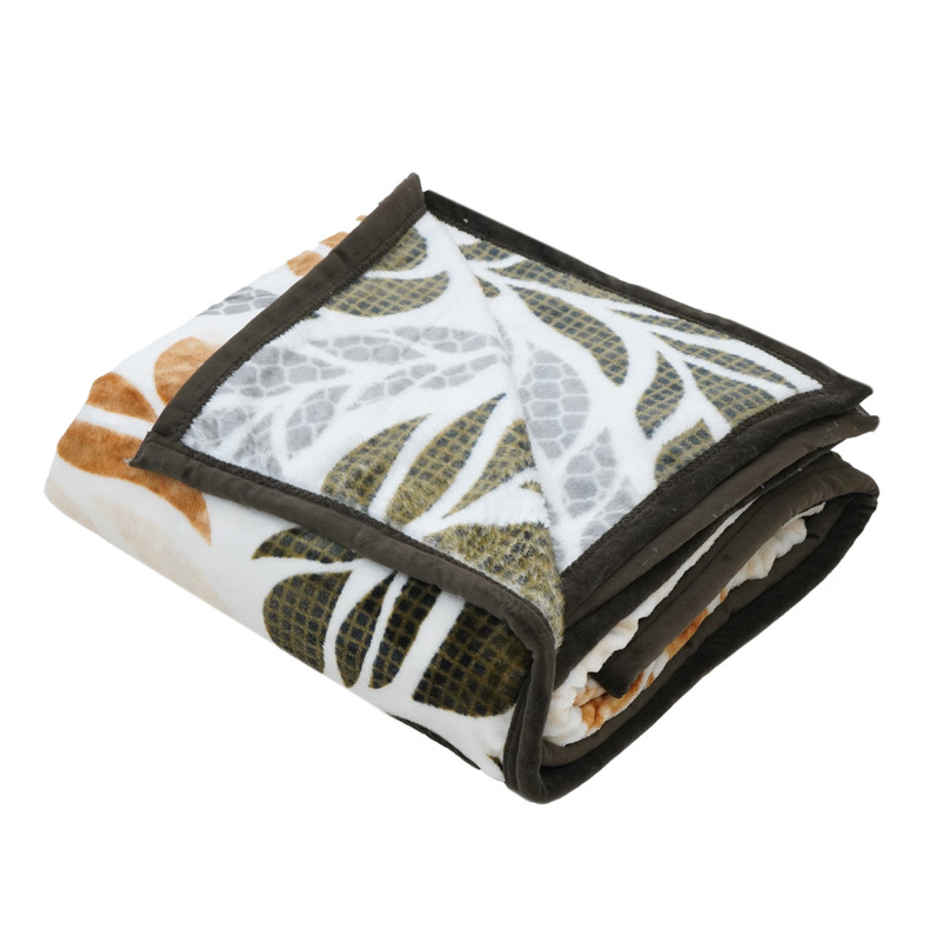 Florida Hazel Fleece Double Bed Blanket | Super Soft Flannel with Floral Print | White