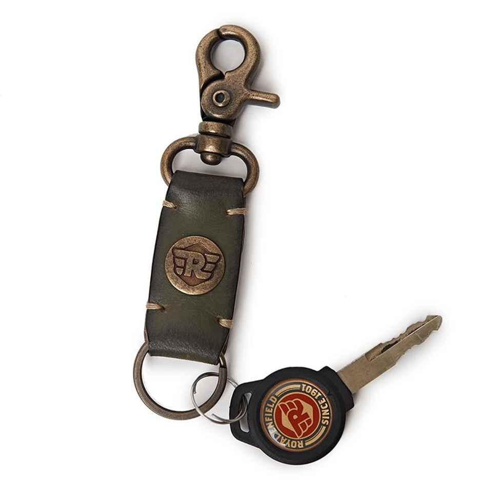 Royal Enfield Leather Key Chain | Olive