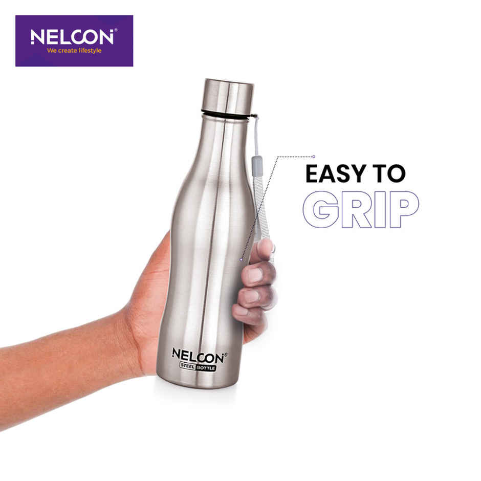 Nelcon Capsule Stainless Steel Single Wall Water Bottle | Silver | 750 ml