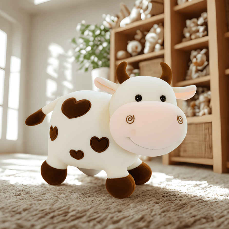 Fablue Cute Baby Cow Stuffed Toy For Kids - Soft Stuffed Animal Toy | White