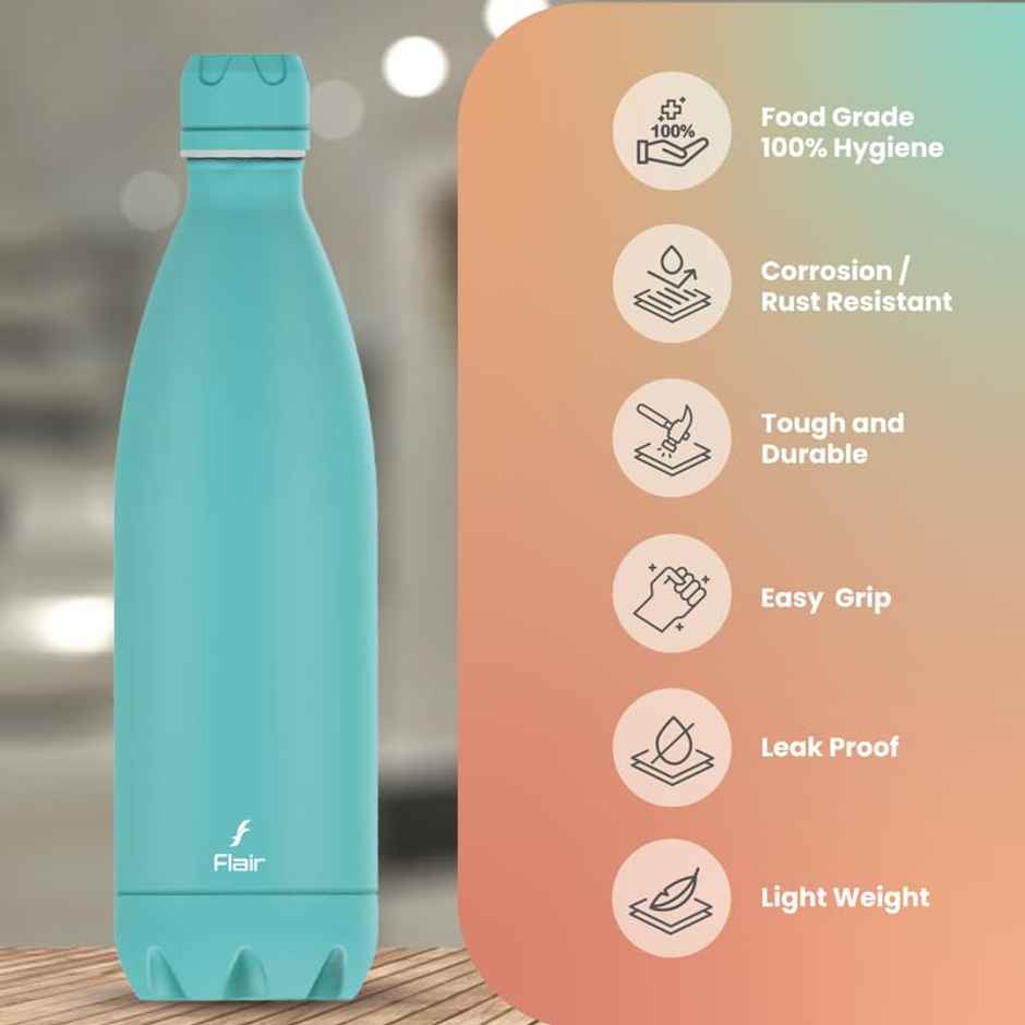 Flair Pastel Blue Double Wall Vacuum Insulated Stainless Steel Flask, 750 ml