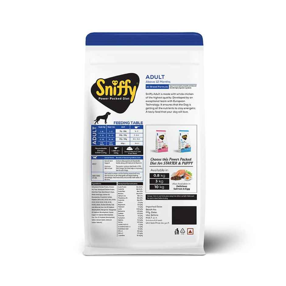 Sniffy Adult Dry Dog Food | Chicken - Egg | High Protein | Gluten Free | All Breeds