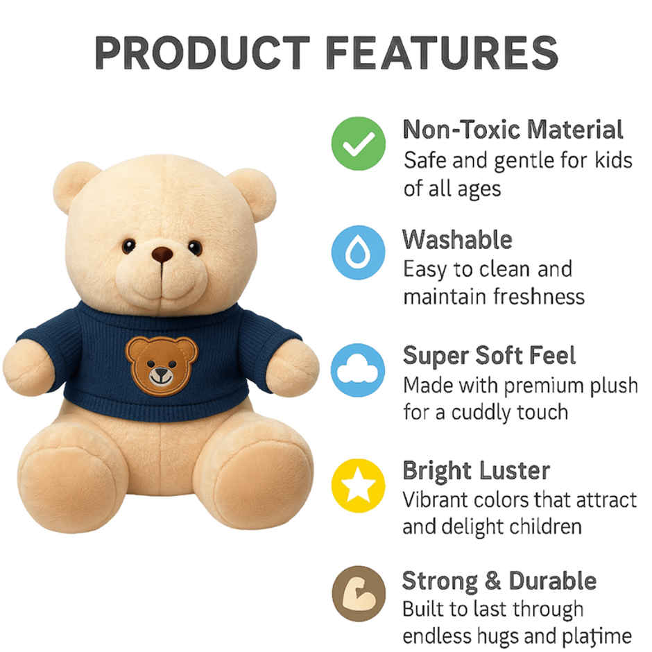 Fablue Teddy Bear Plush Soft Toy Animal For Kids - 27 cm