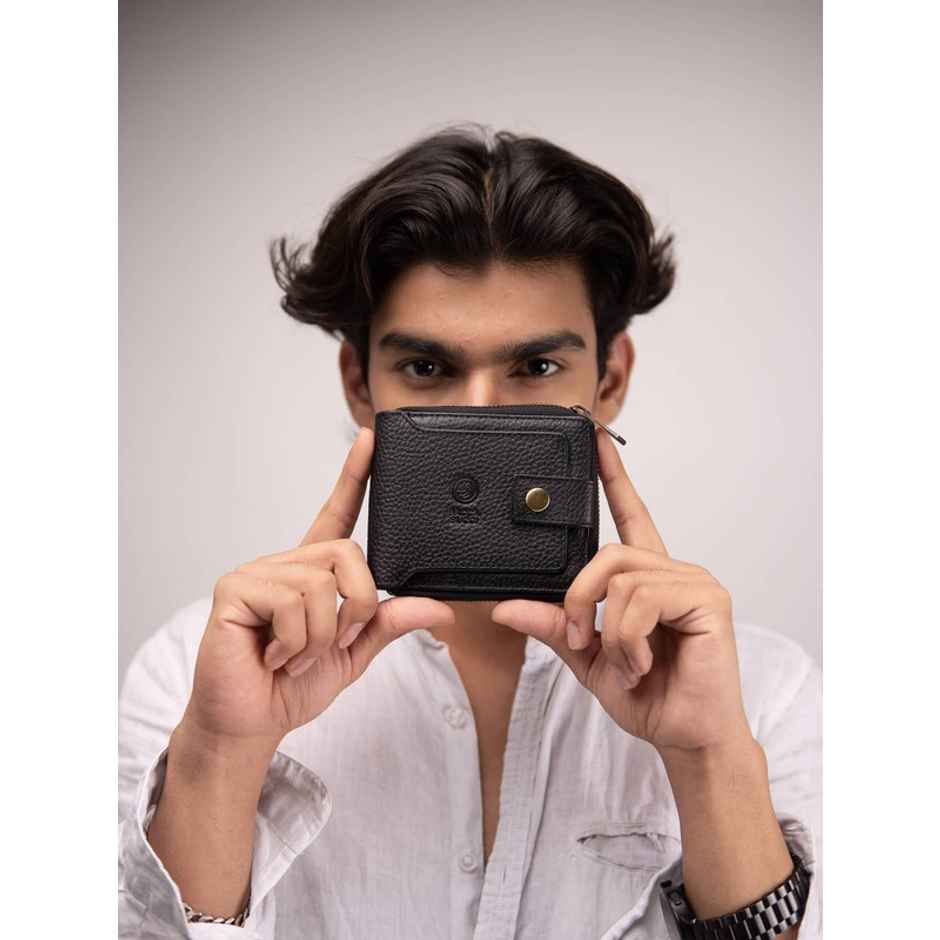 Bacca Bucci Men's Solid Genuine Leather Wallets | Black - Free Size