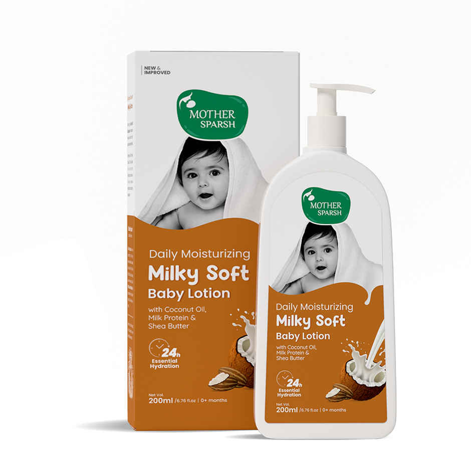 Mother Sparsh Milky Soft Baby Lotion With Milk Protein Coconut Oil & Shea Butter