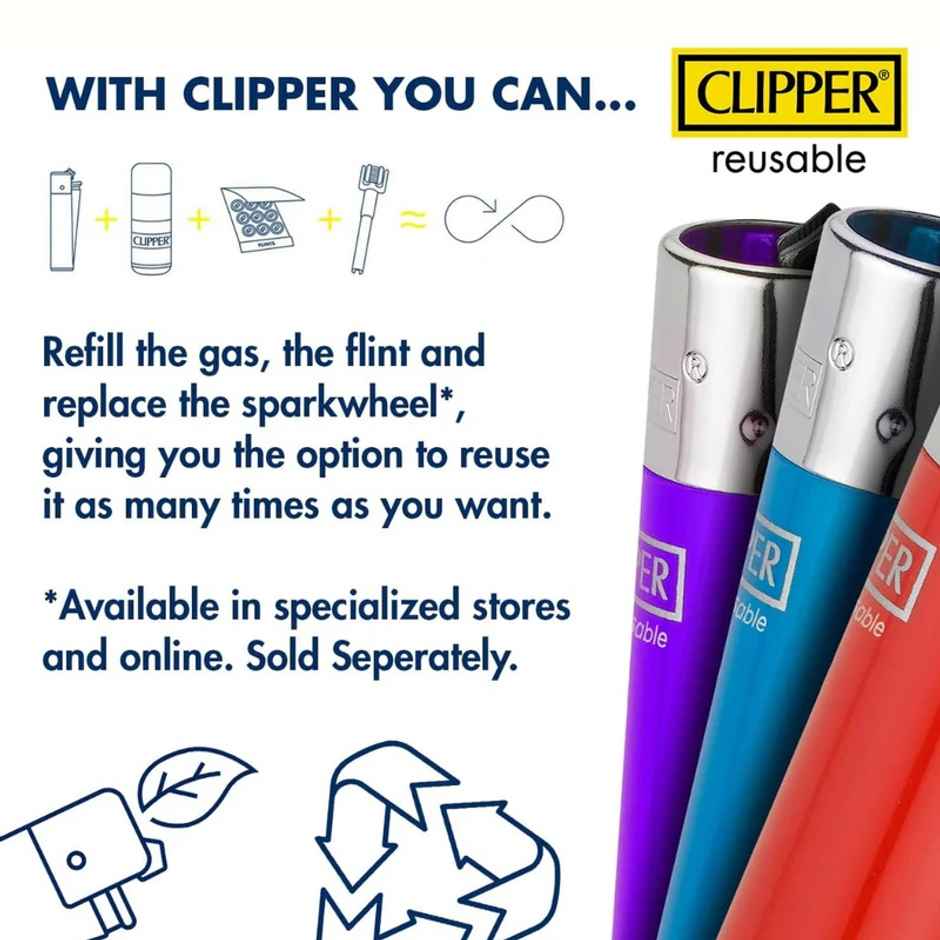Clipper Lighters CP-11 | Refillable & Reflintable | Premium Quality | Assorted