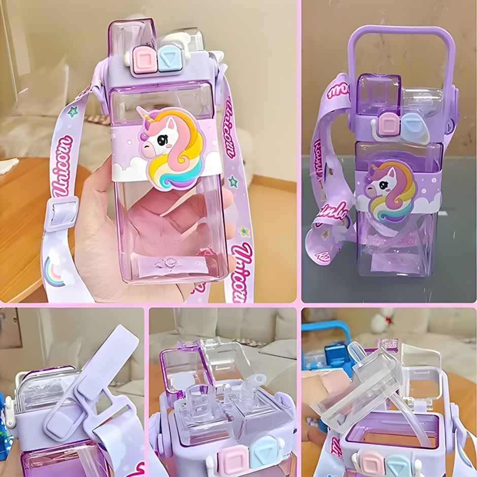 DesignLand Double Mouthed Unicorn Water Bottle | Purple | 520 ml