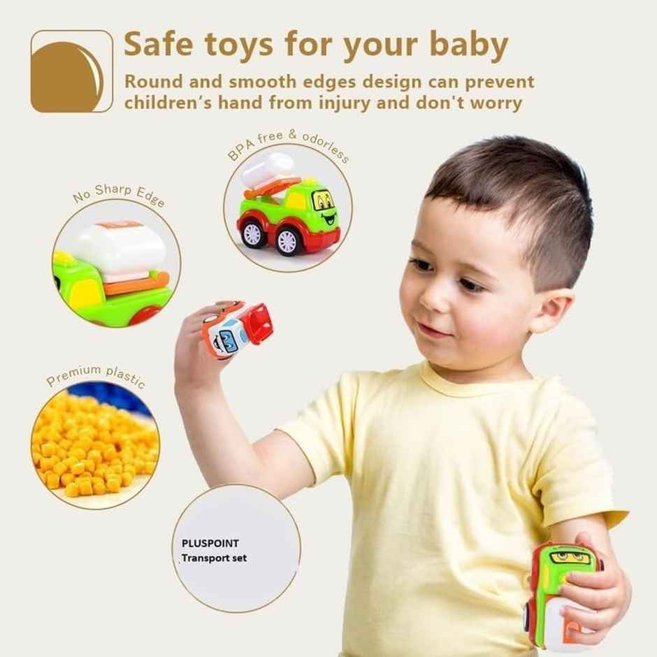 Fablue Pull Back Vehicles - Push And Go Crawling Toy For Kids | Power Friction Cars For Toddlers - Assorted Colours & Designs