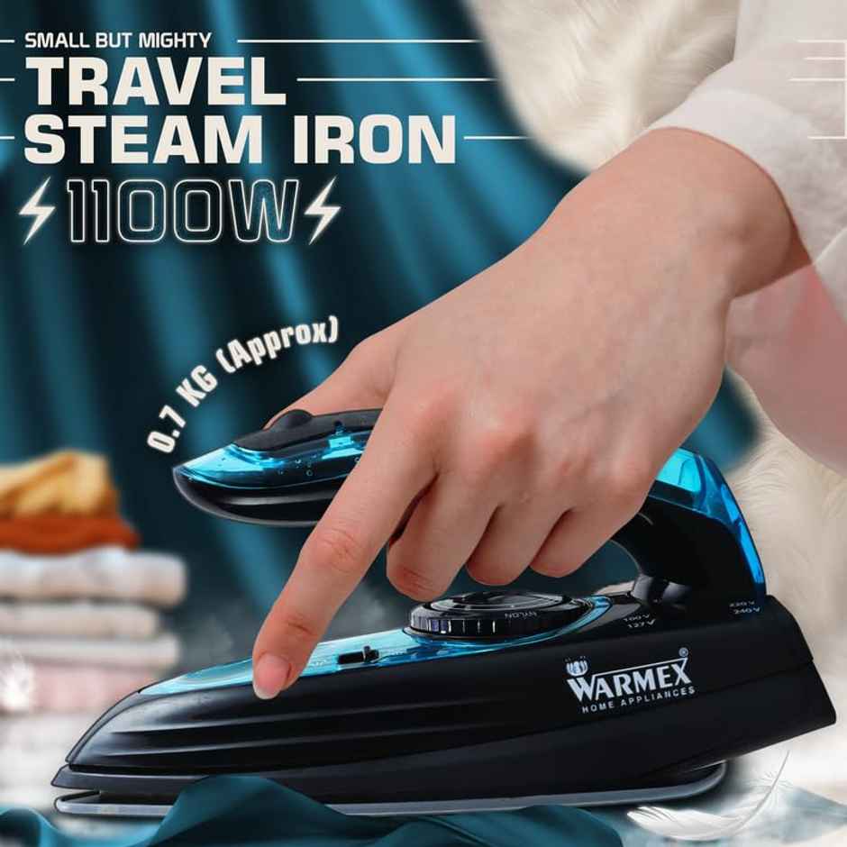 Warmex 2 In 1 Wet And Dry Travel Garment Steam Iron 1100W 2 Steam Nonstick Ceramic Soleplate