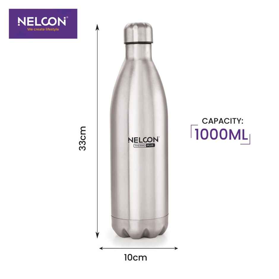 Nelcon Cola Thermoplus Vacuum Flask Water Bottle | 1 L | 24 hrs Hot & Cold | ISI Certified