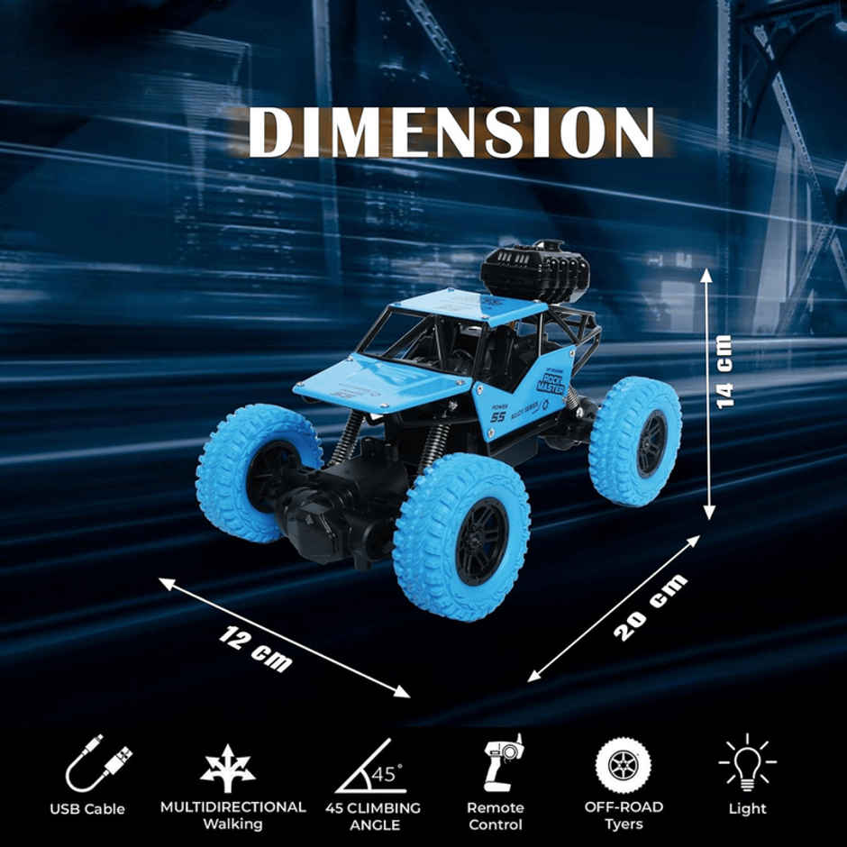 Fablue Remote Control Rock Master Car Toy For Kids - Smoke Effect Rock Crawler Car Toy | Blue