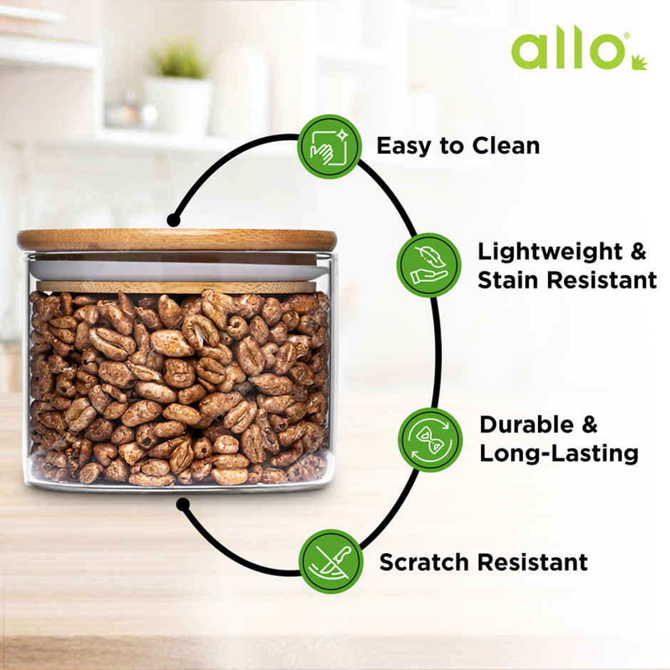 Allo Glass Jar With Wooden Lid | Round | 220 ml