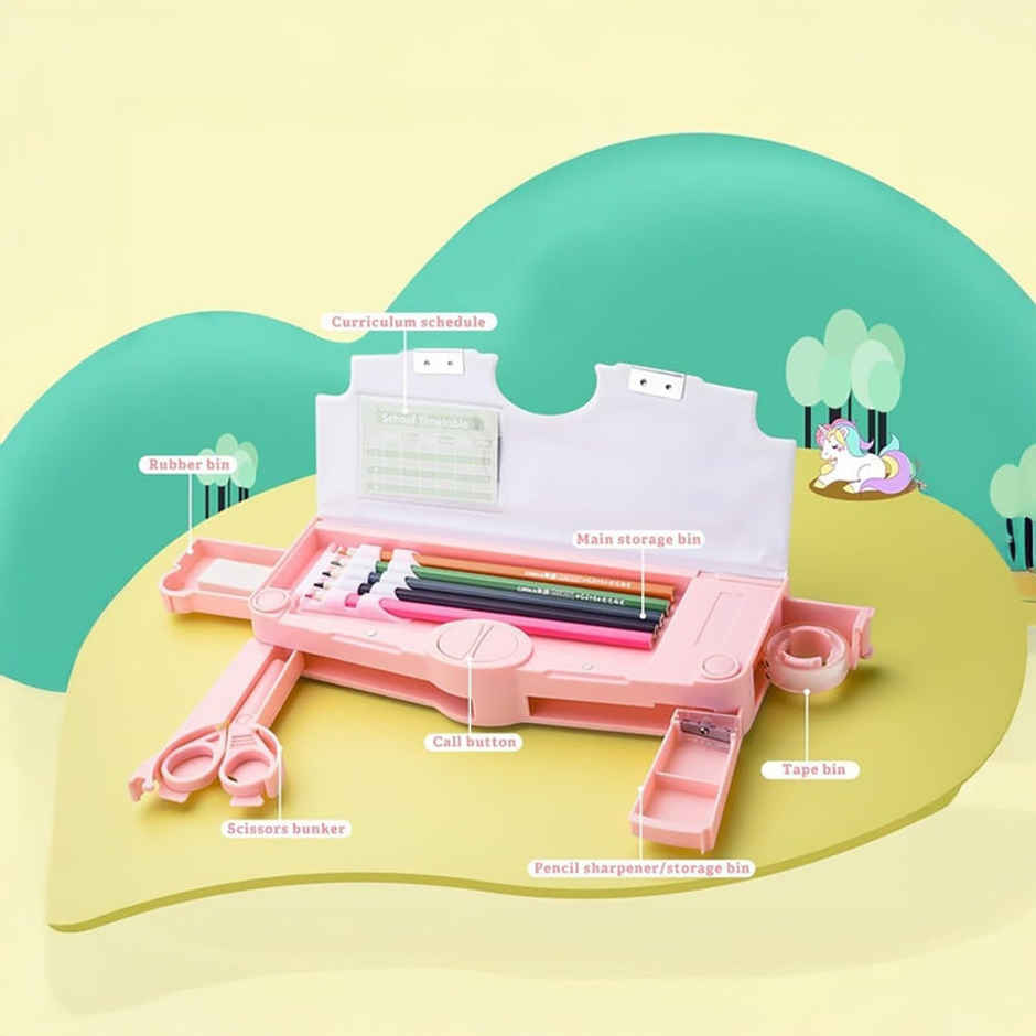 Fablue Multi-Functional Unicorn Pencil Box for Kids | Light Pink