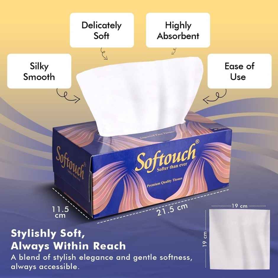 Softouch 2 Ply Car Tissue Box 200 Pulls 400 Sheets