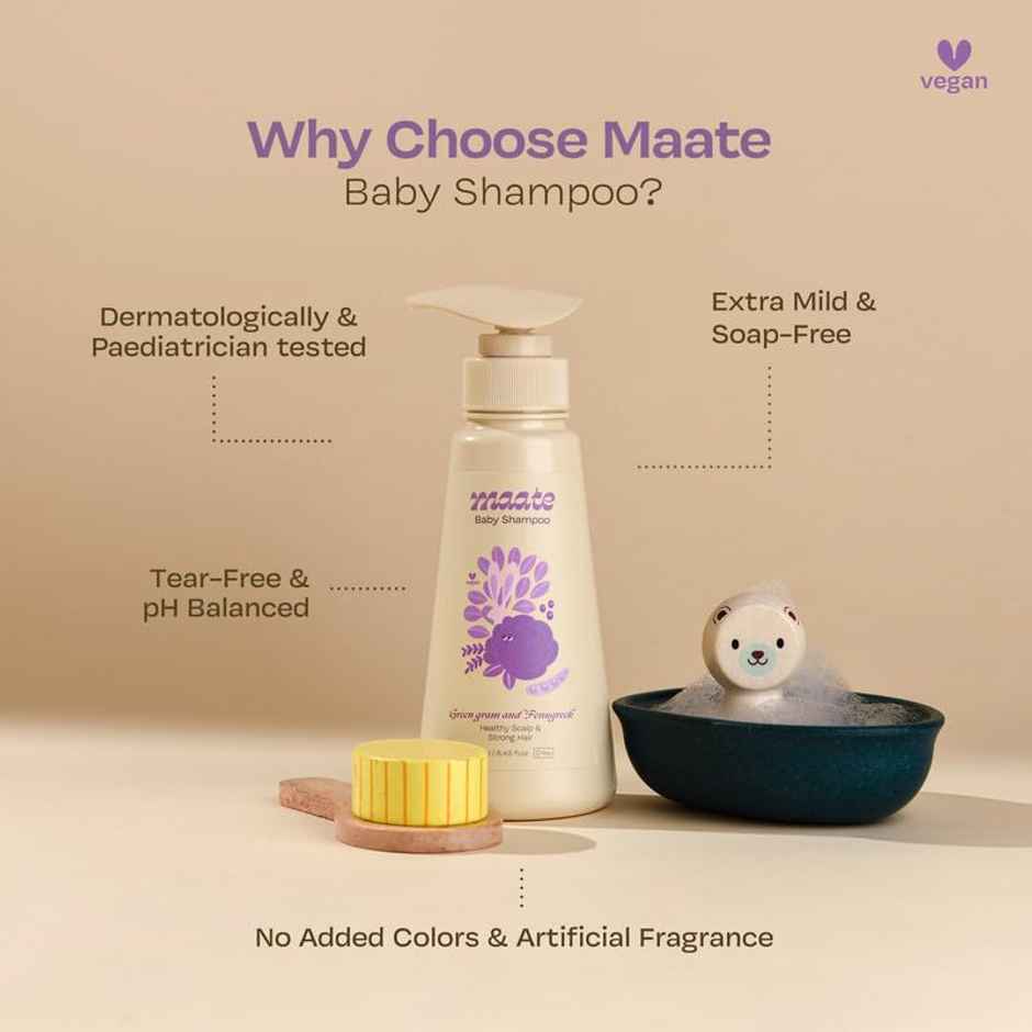 Maate Baby Shampoo Deep Cleanses, Nourishes Scalp & Hair Shikakai & Amla Baby For Kids 0-12 Years